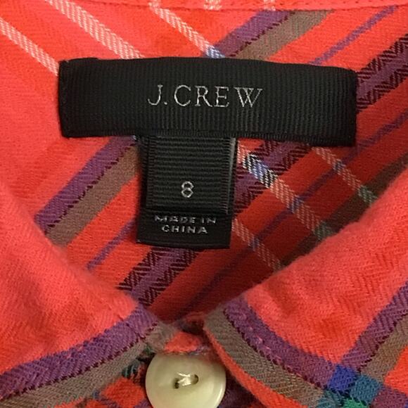 J. Crew Boy Fit Shirt Red Scotch Tartan Plaid Button Up Down Top Western sz 8 - Picture 5 of 11